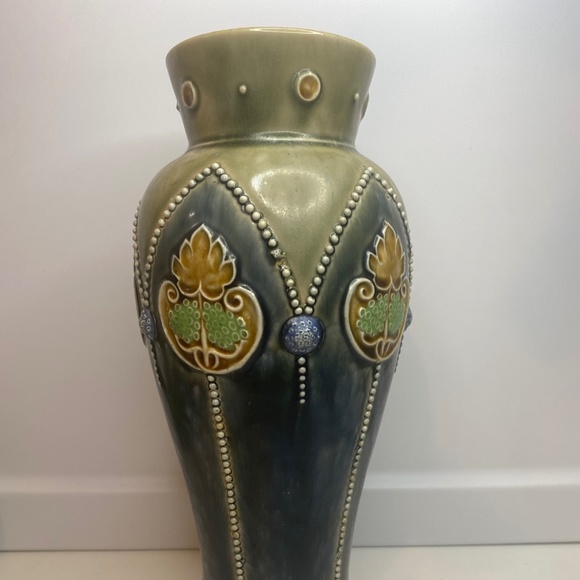 RARE VTG Estate Royal Doulton Lambeth Ruffled Edge Hand Crafted Bowl Pot Vase